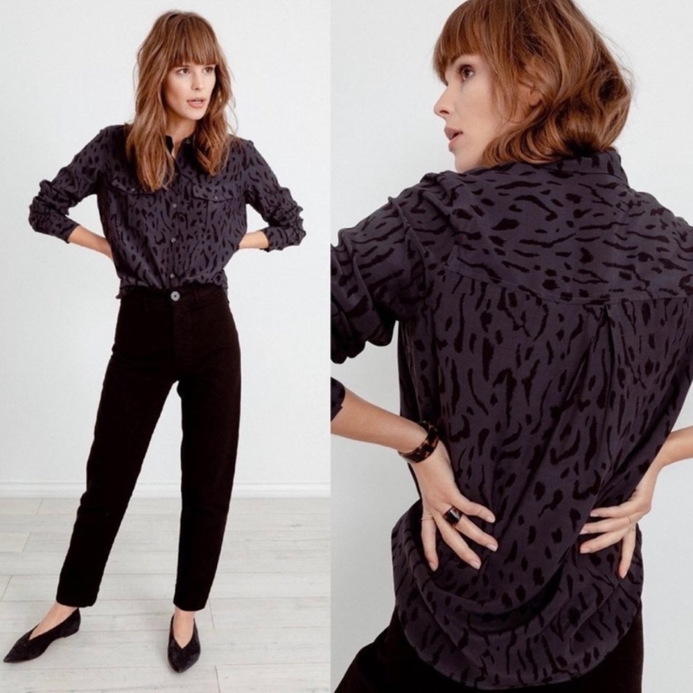 Rails Rhett Ash Cheetah Button Down Blouse - image 4
